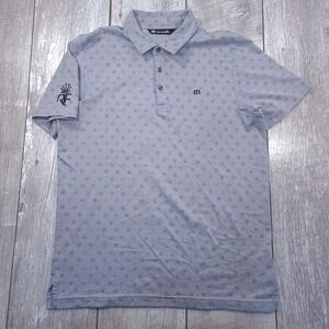 Travis Mathew Polo Shirt Mens Medium Grey Golf Dimple Pima Cotton Blend